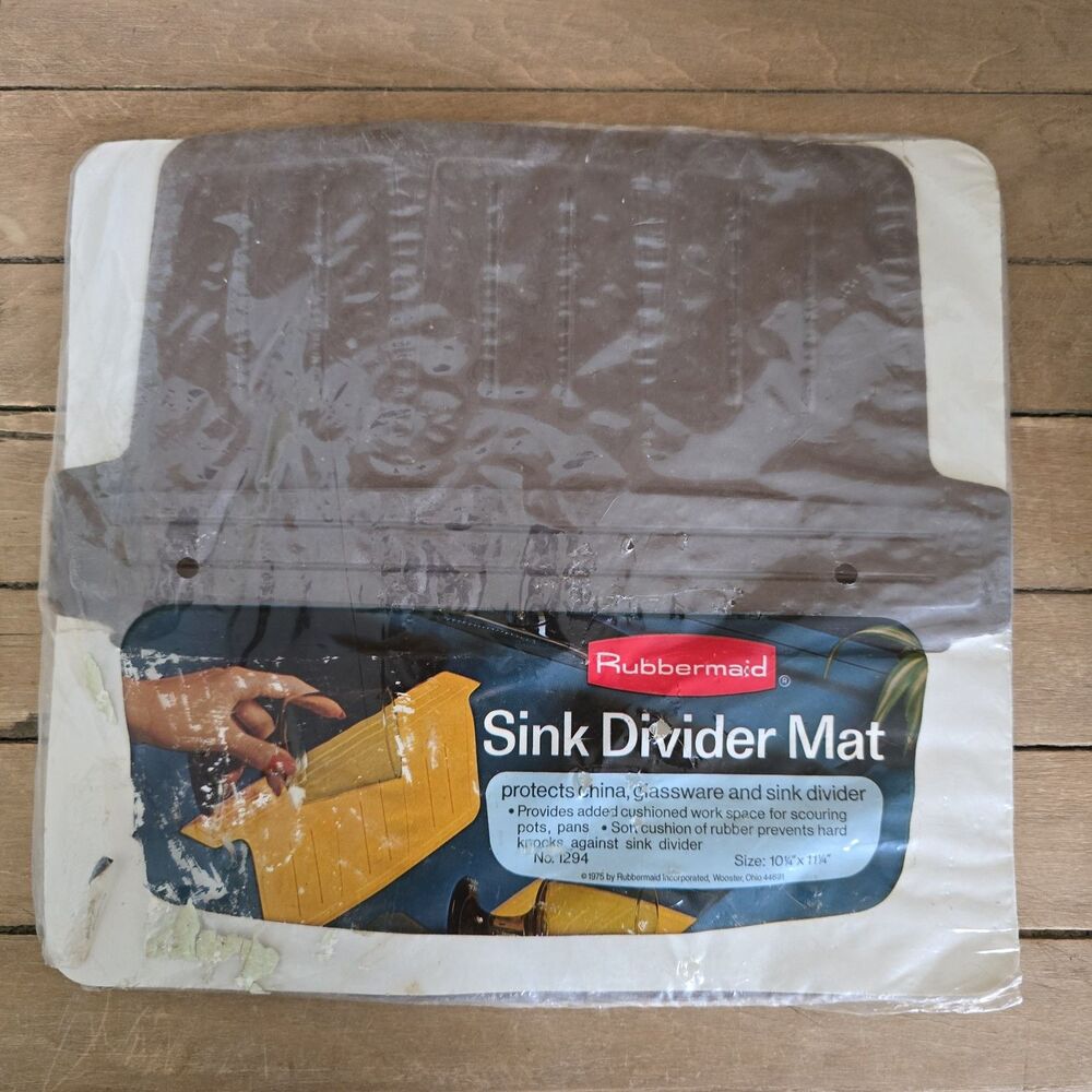 Vintage 1975 Rubbermaid  1294 Twin Sink Divider Rubber Mat Brown 10.25 x 11.25